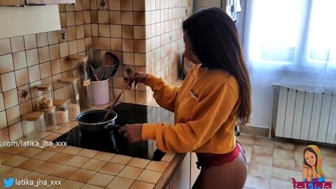 Latika Jha – LJ_015 – Asian / Indian Teen with Huge Boobs Gettin Fucked in her Kitchen / Amateur